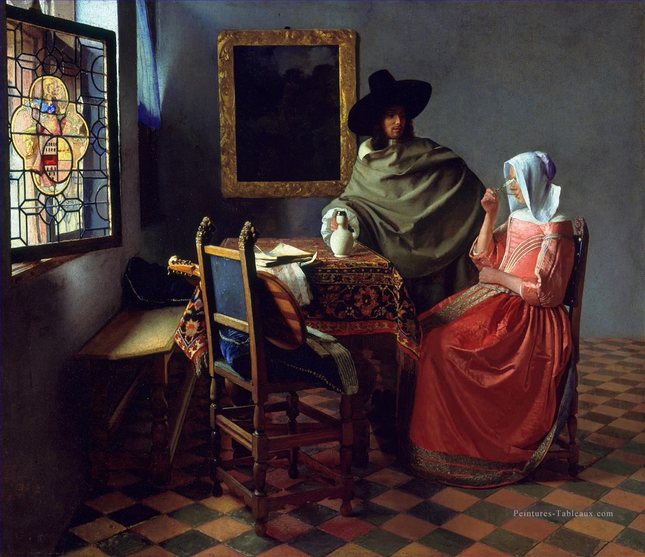 Le verre de vin baroque Johannes Vermeer Peintures à l'huile
